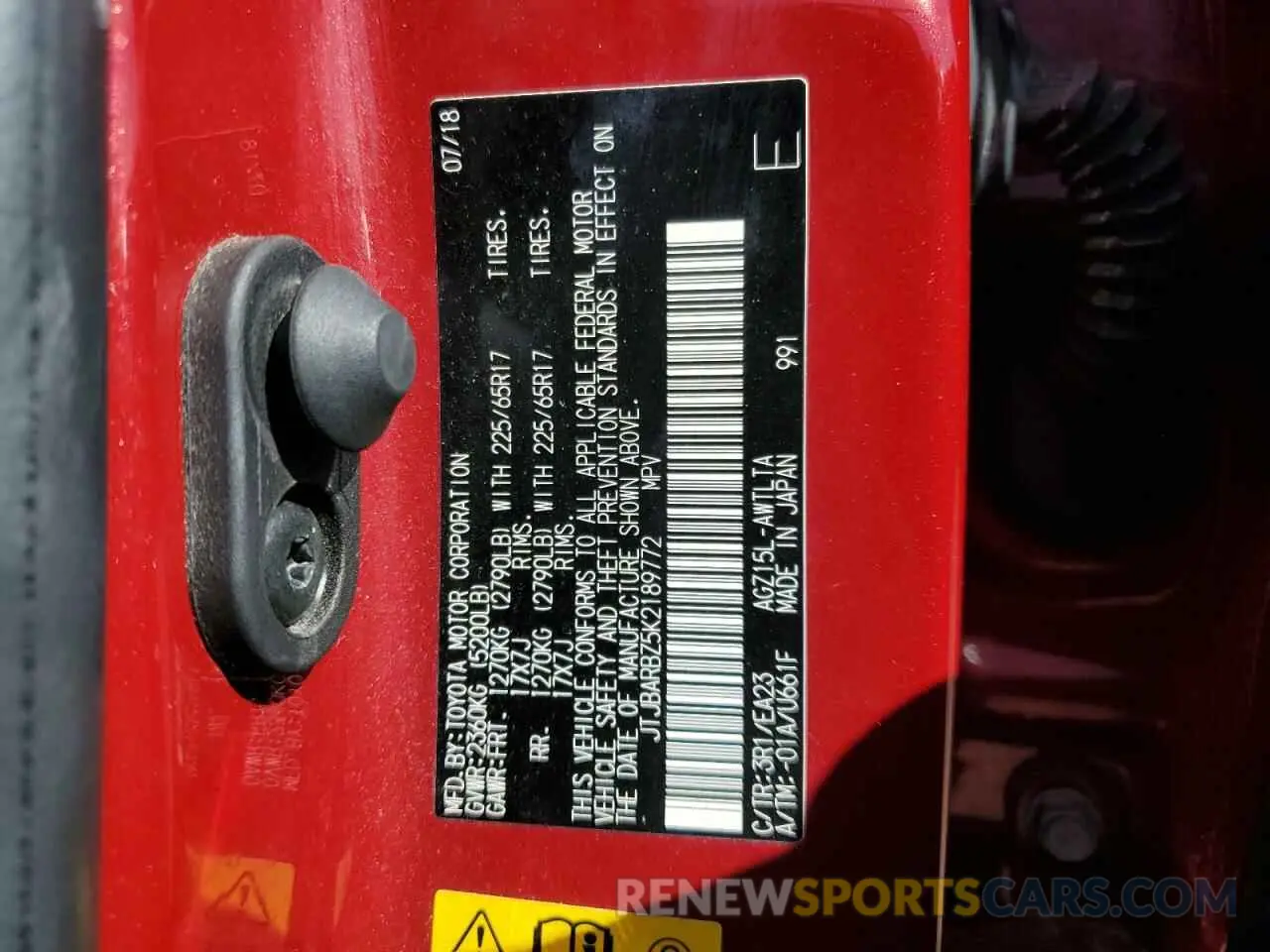 13 Photograph of a damaged car JTJBARBZ5K2189772 LEXUS NX 2019