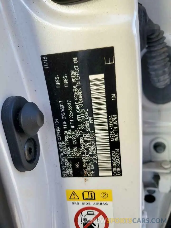13 Photograph of a damaged car JTJBJRBZ0K2113327 LEXUS NX 2019