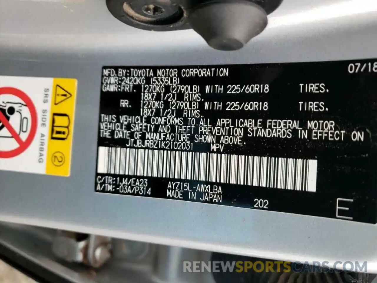 10 Photograph of a damaged car JTJBJRBZ1K2102031 LEXUS NX 2019