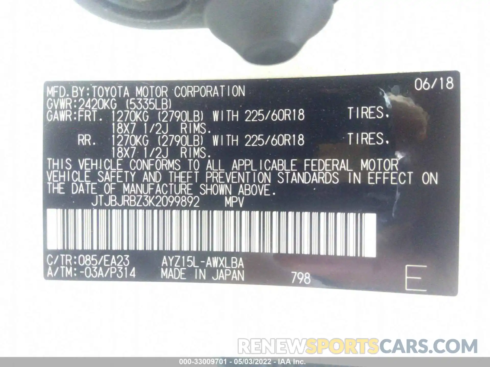 9 Photograph of a damaged car JTJBJRBZ3K2099892 LEXUS NX 2019