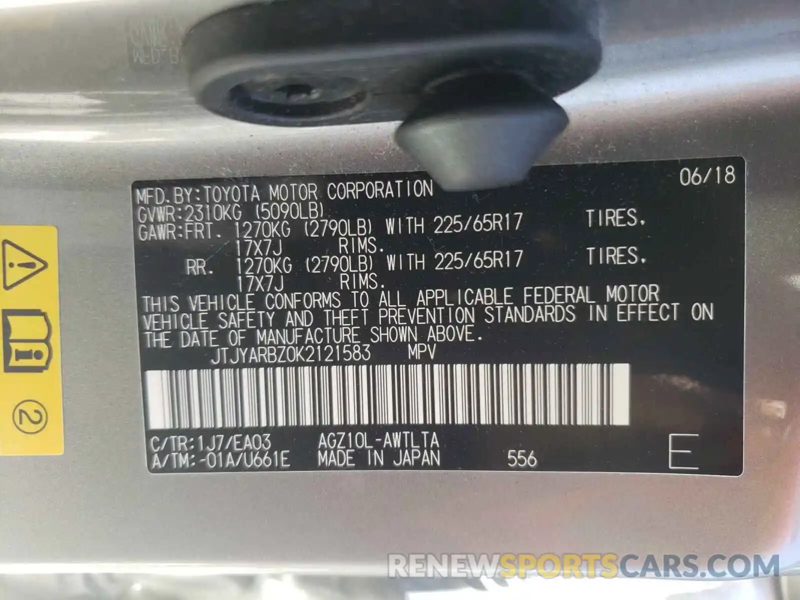 10 Photograph of a damaged car JTJYARBZ0K2121583 LEXUS NX 2019