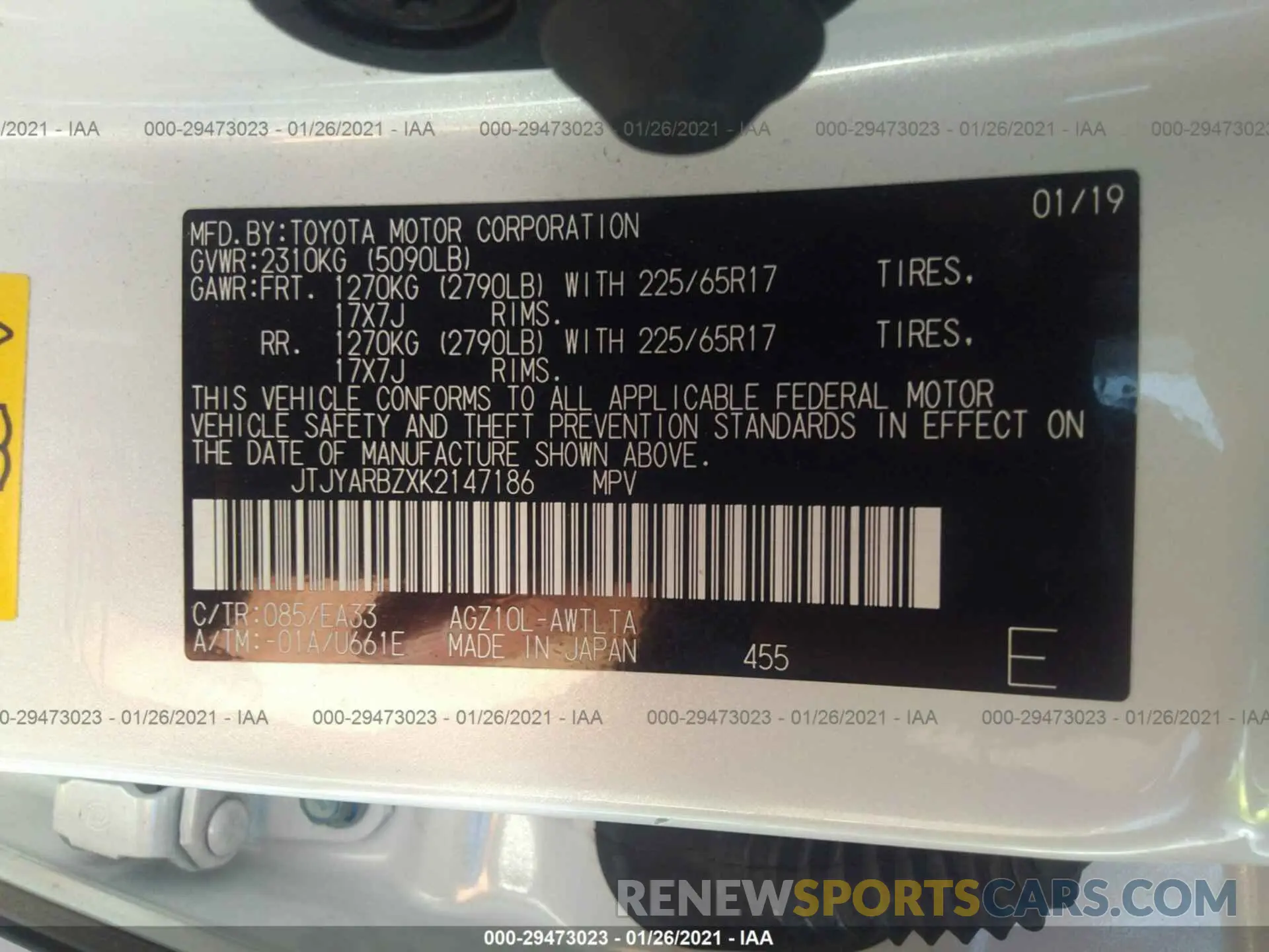 9 Photograph of a damaged car JTJYARBZXK2147186 LEXUS NX 2019