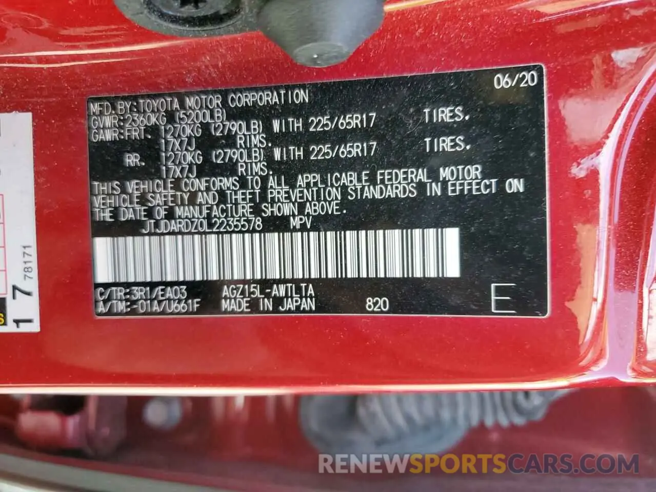 12 Photograph of a damaged car JTJDARDZ0L2235578 LEXUS NX 2020