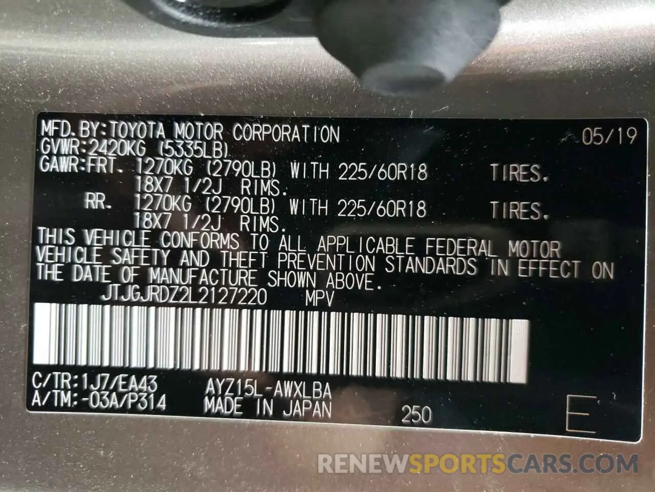 13 Photograph of a damaged car JTJGJRDZ2L2127220 LEXUS NX 2020