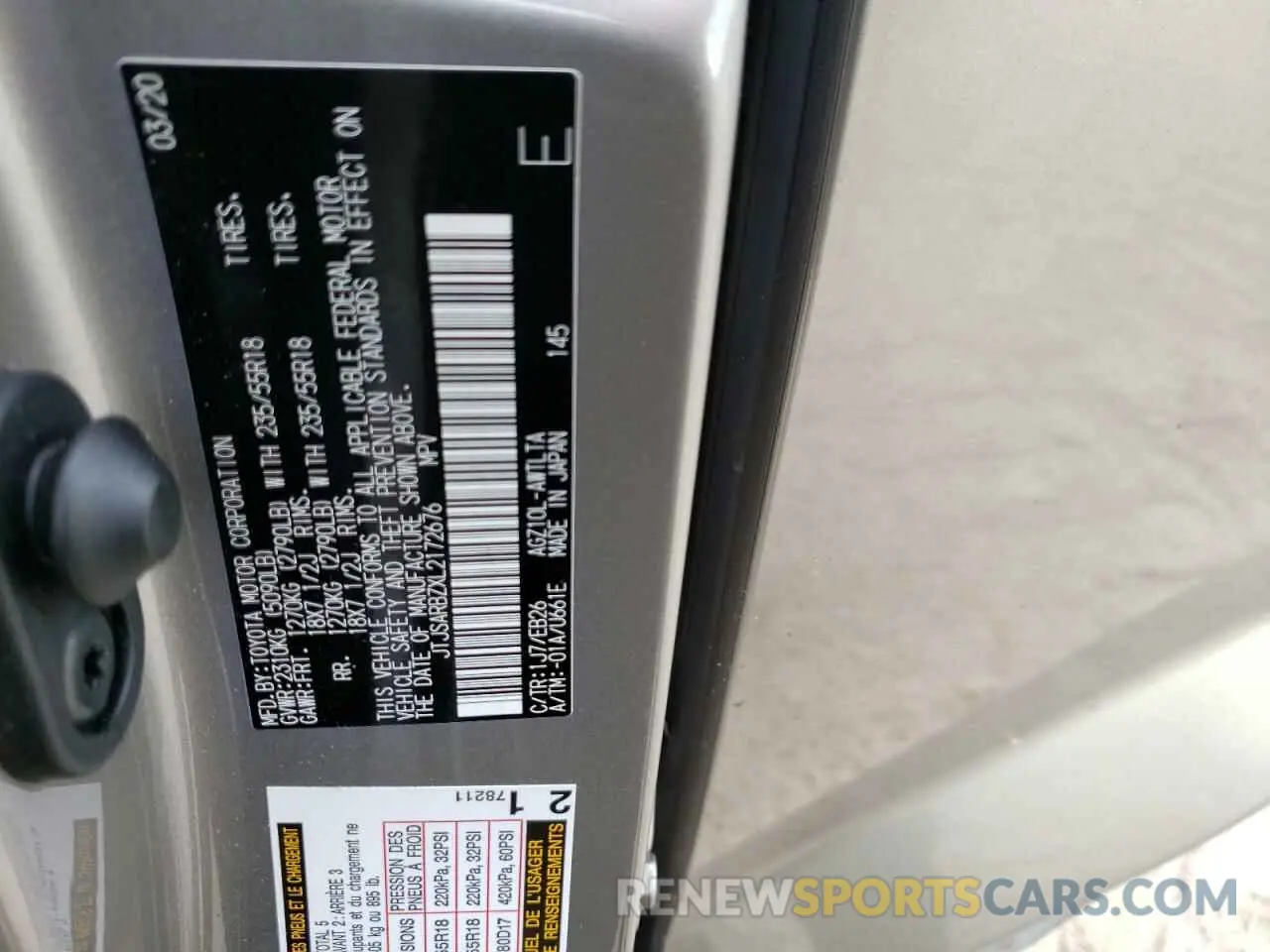 10 Photograph of a damaged car JTJSARBZXL2172676 LEXUS NX 2020