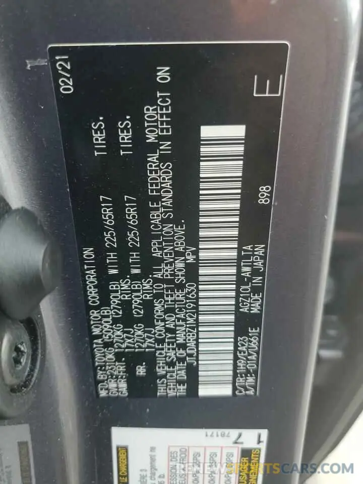 13 Photograph of a damaged car JTJDARBZ1M2191630 LEXUS NX 2021
