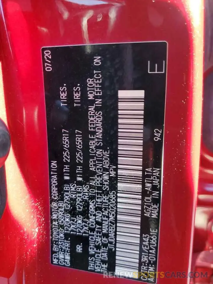 13 Photograph of a damaged car JTJDARBZ7M5020685 LEXUS NX 2021
