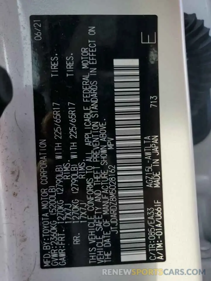 13 Photograph of a damaged car JTJDARDZ8M5028162 LEXUS NX 2021