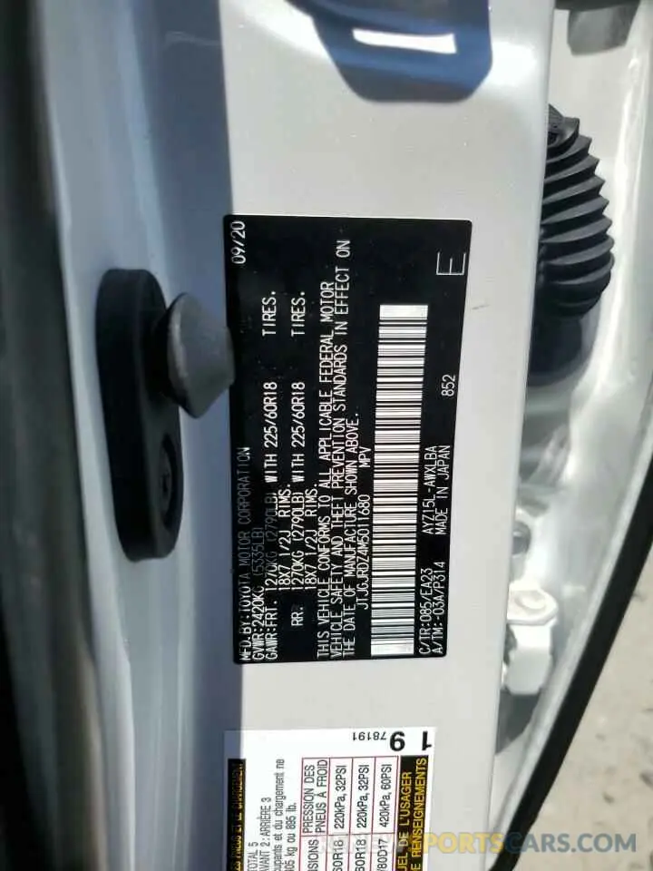 13 Photograph of a damaged car JTJGJRDZ4M5011680 LEXUS NX 2021