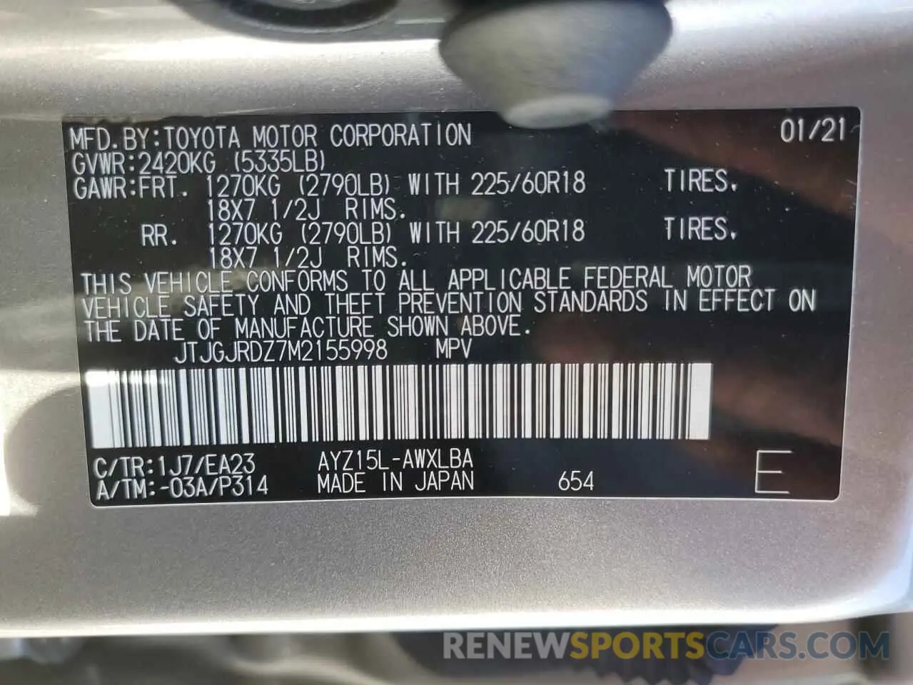 13 Photograph of a damaged car JTJGJRDZ7M2155998 LEXUS NX 2021