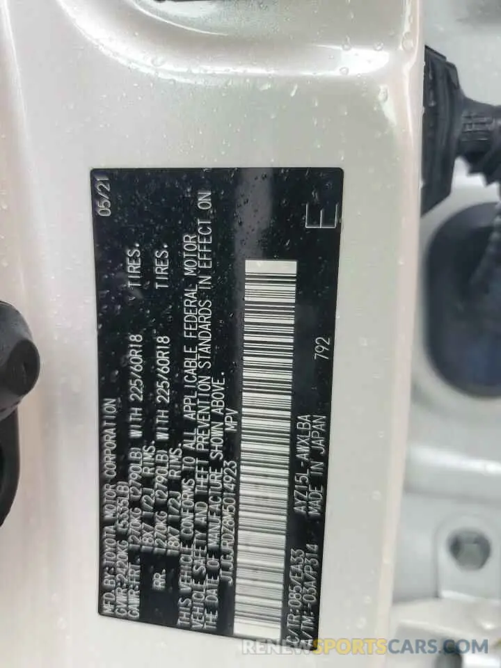 10 Photograph of a damaged car JTJGJRDZ8M5014923 LEXUS NX 2021