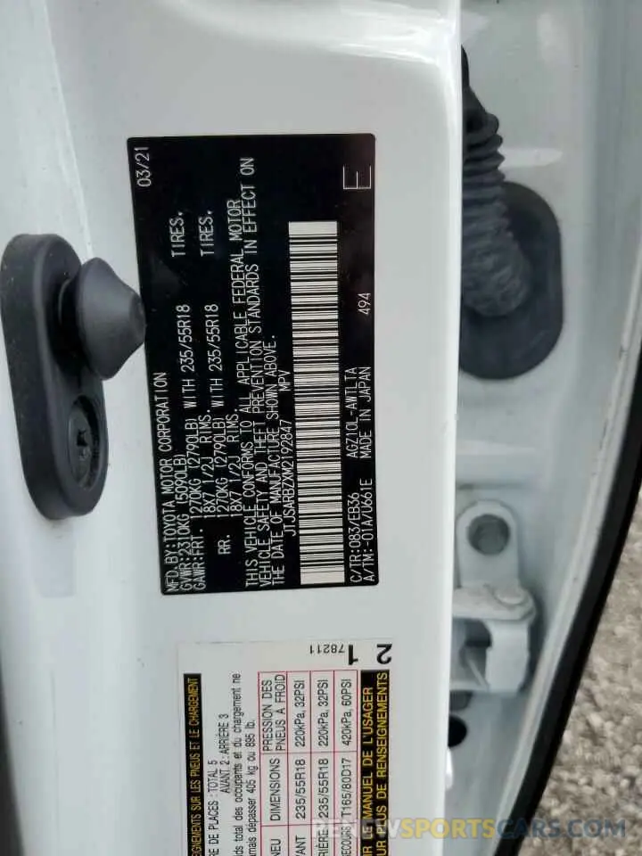 13 Photograph of a damaged car JTJSARBZXM2192847 LEXUS NX 2021