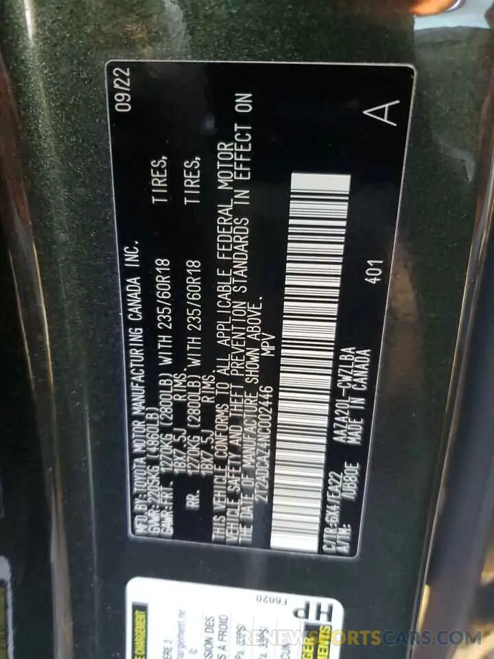 14 Photograph of a damaged car 2T2ADCAZ4NC002446 LEXUS NX 250 2022