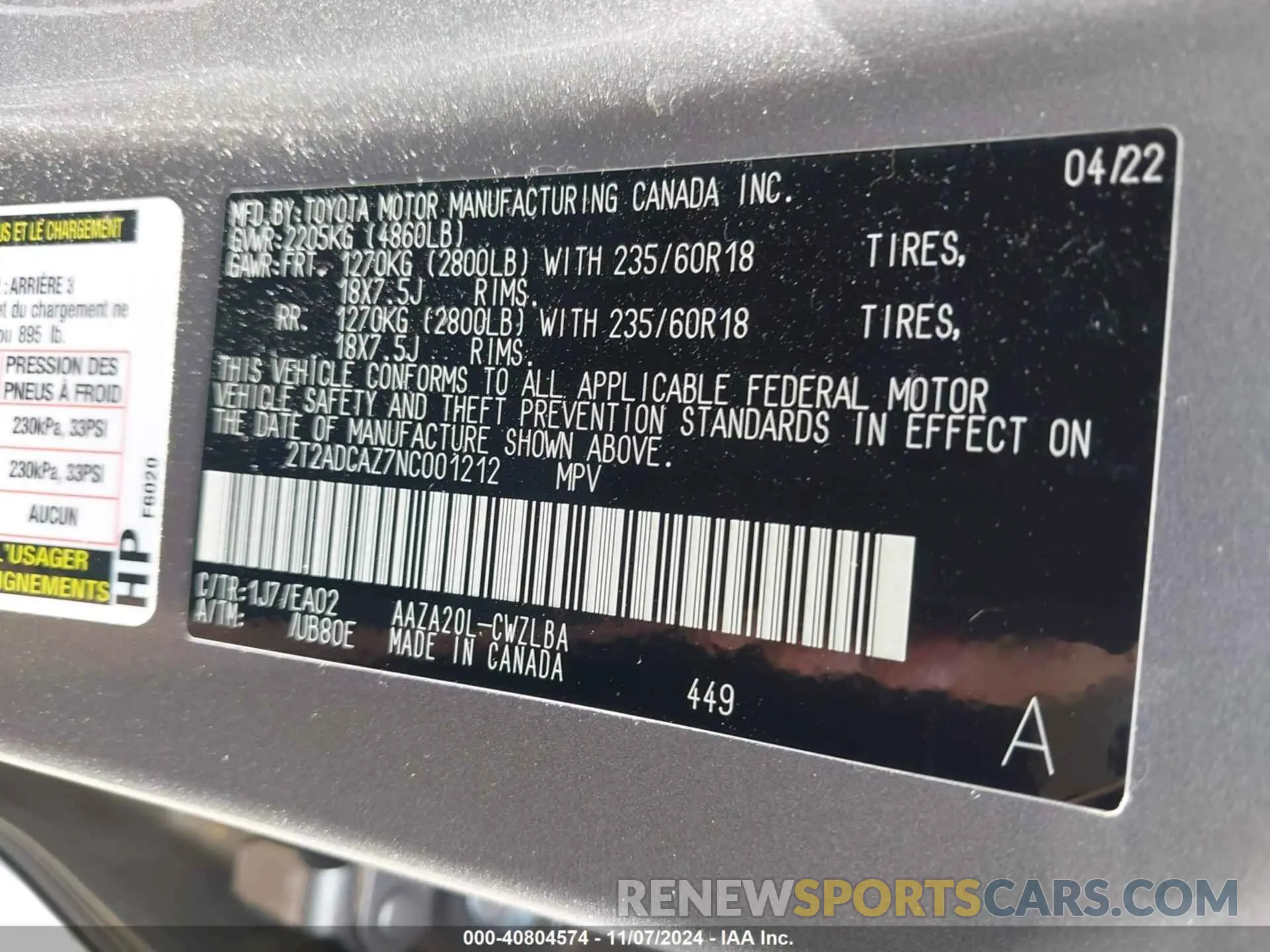 9 Photograph of a damaged car 2T2ADCAZ7NC001212 LEXUS NX 250 2022