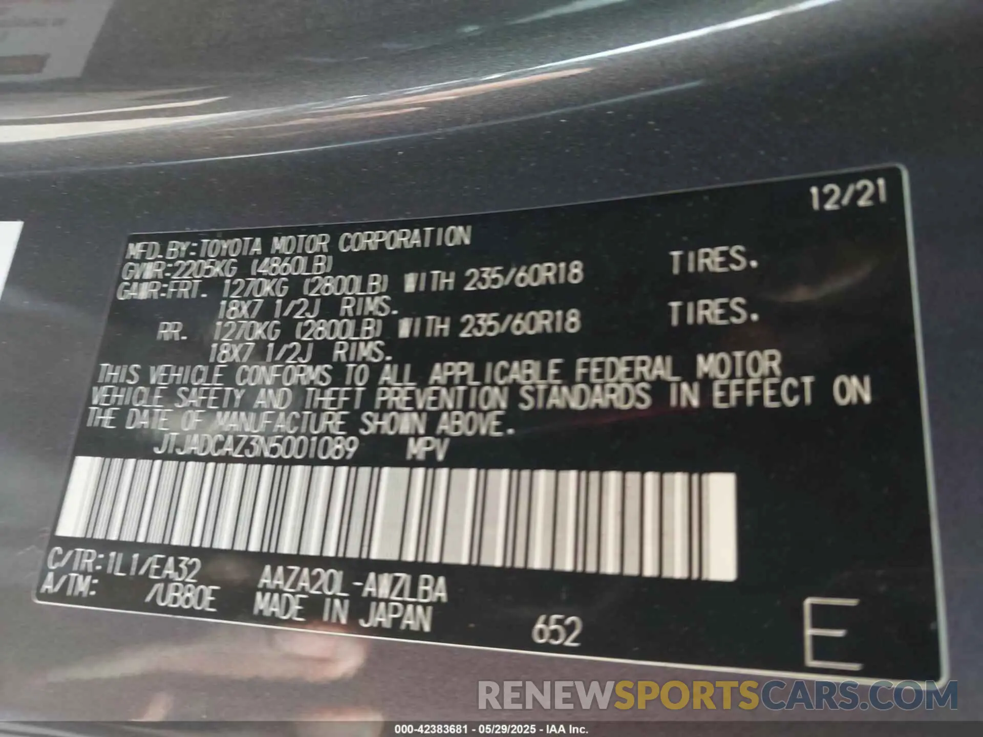 9 Photograph of a damaged car JTJADCAZ3N5001089 LEXUS NX 250 2022