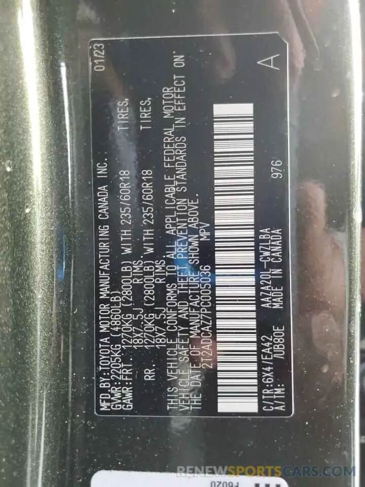 13 Photograph of a damaged car 2T2ADCAZ7PC005036 LEXUS NX 250 2023