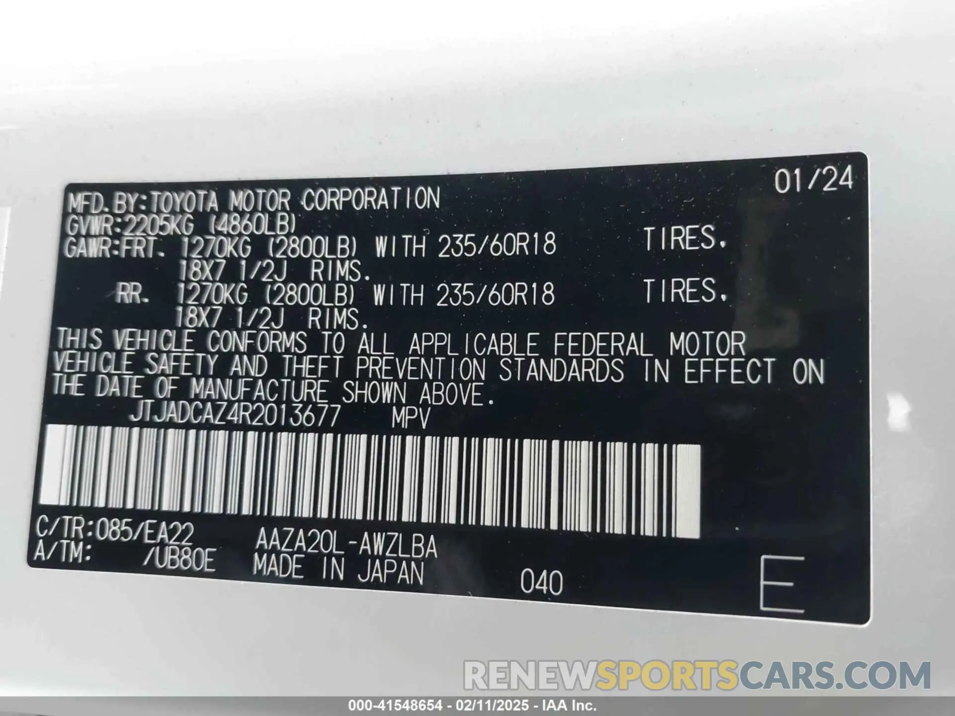 9 Photograph of a damaged car JTJADCAZ4R2013677 LEXUS NX 250 2024