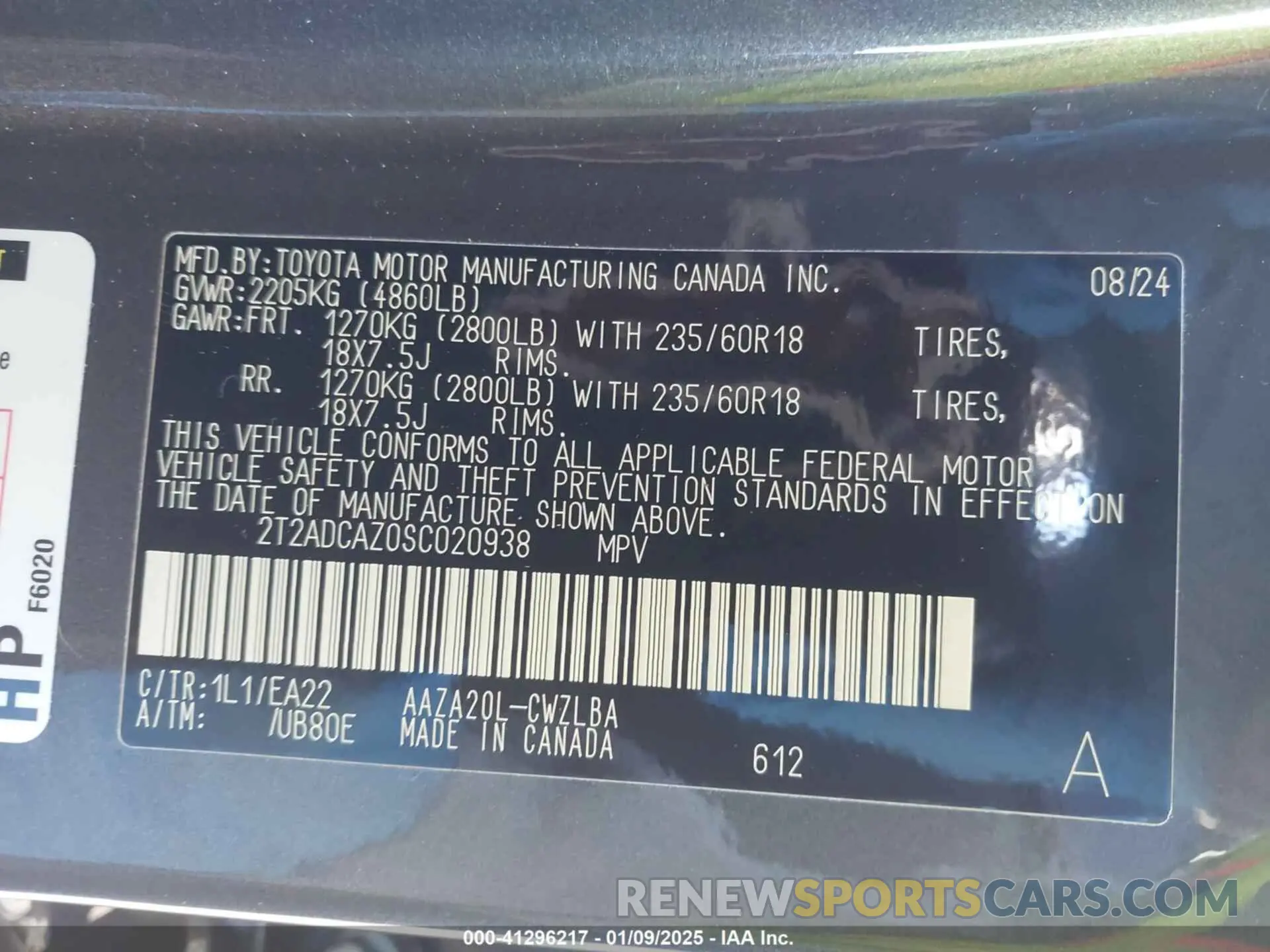 9 Photograph of a damaged car 2T2ADCAZ0SC020938 LEXUS NX 250 2025