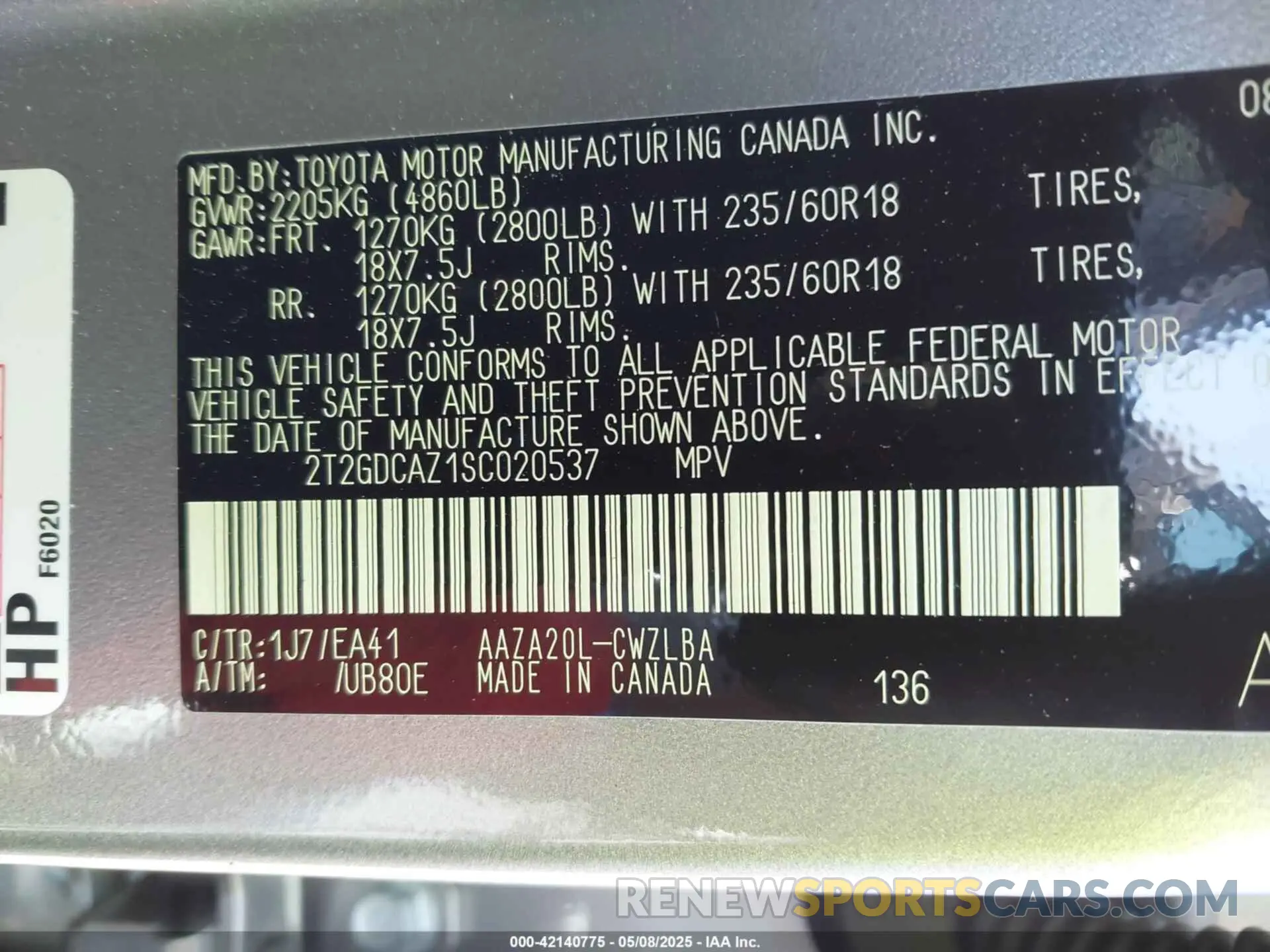 9 Photograph of a damaged car 2T2GDCAZ1SC020537 LEXUS NX 250 2025