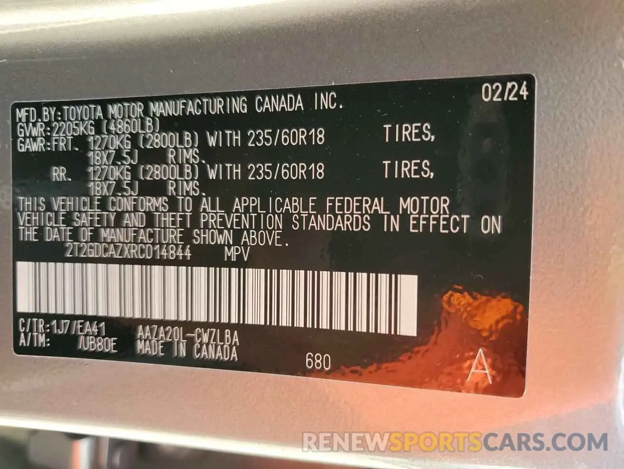 13 Photograph of a damaged car 2T2GDCAZXRC014844 LEXUS NX 250 PRE 2024