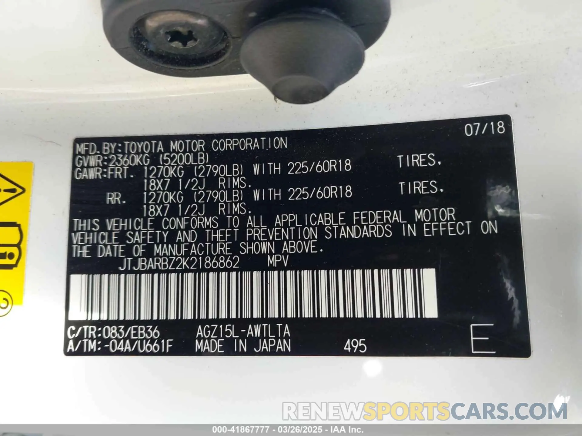 9 Photograph of a damaged car JTJBARBZ2K2186862 LEXUS NX 300 2019