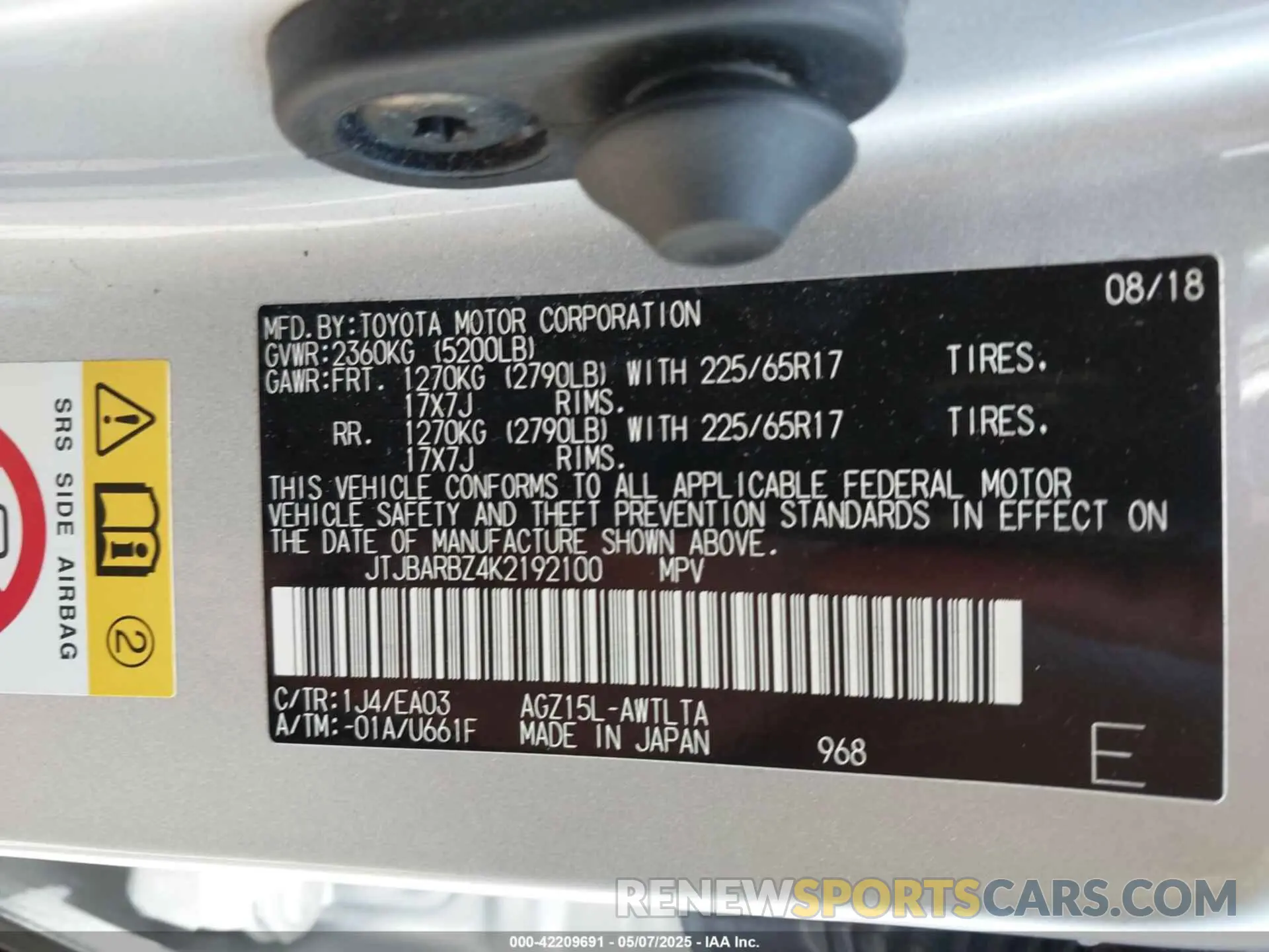 9 Photograph of a damaged car JTJBARBZ4K2192100 LEXUS NX 300 2019