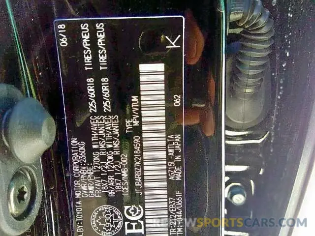 9 Photograph of a damaged car JTJBARBZ7K2184590 LEXUS NX 300 2019