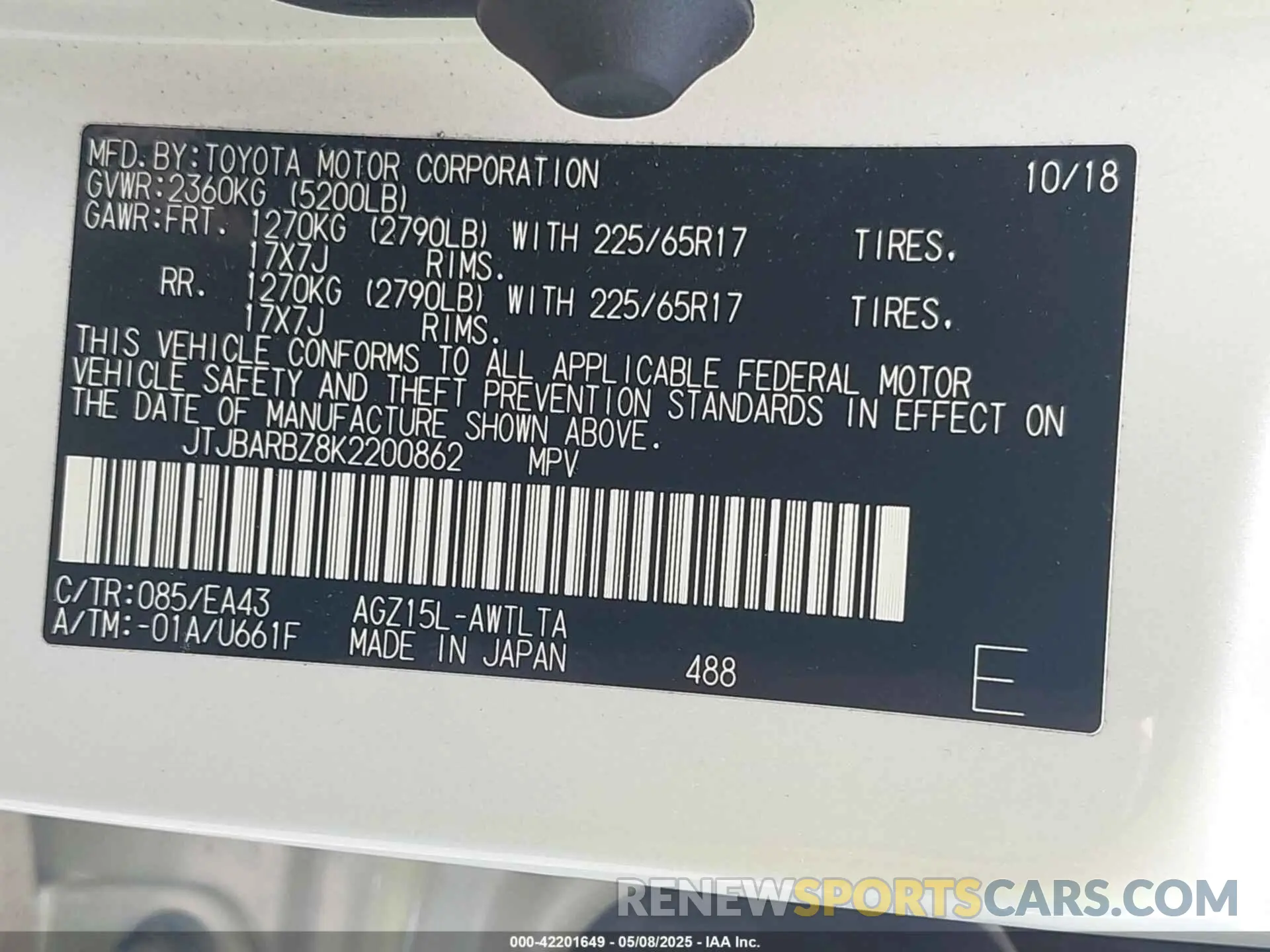 9 Photograph of a damaged car JTJBARBZ8K2200862 LEXUS NX 300 2019