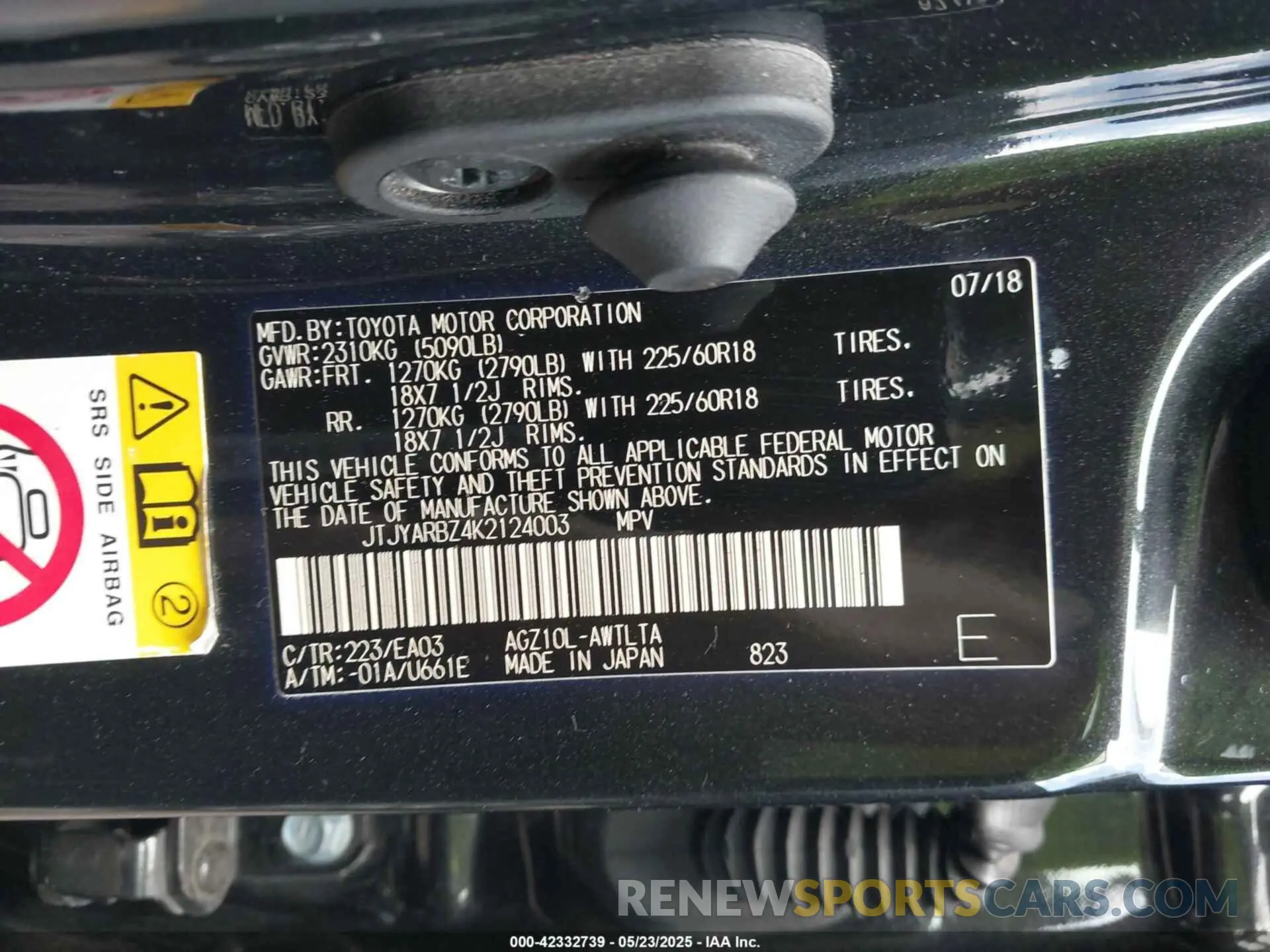 9 Photograph of a damaged car JTJYARBZ4K2124003 LEXUS NX 300 2019