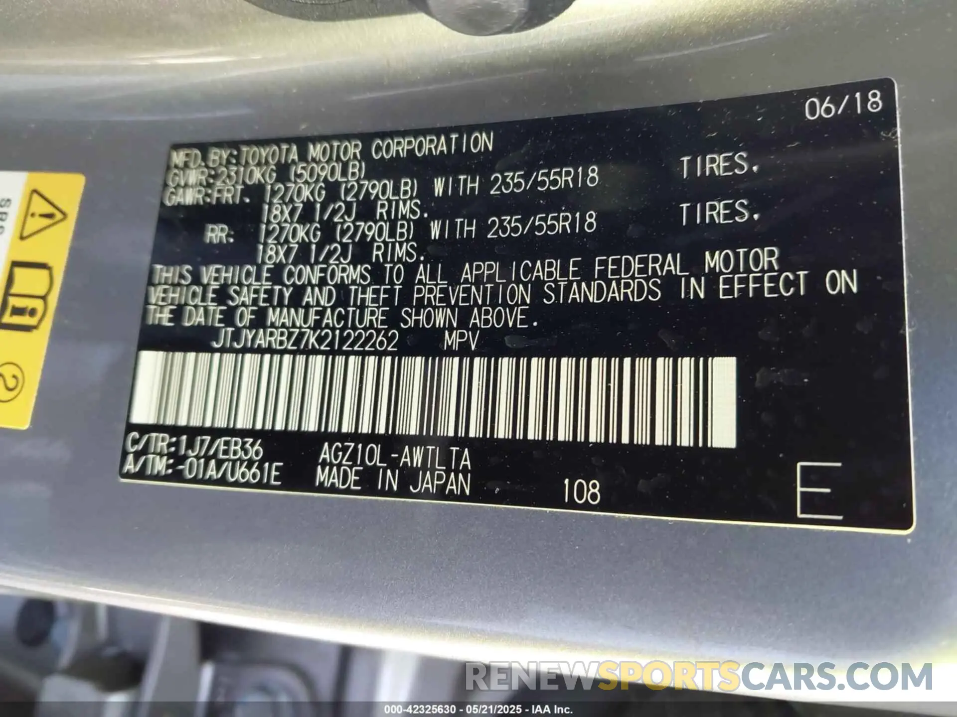 9 Photograph of a damaged car JTJYARBZ7K2122262 LEXUS NX 300 2019