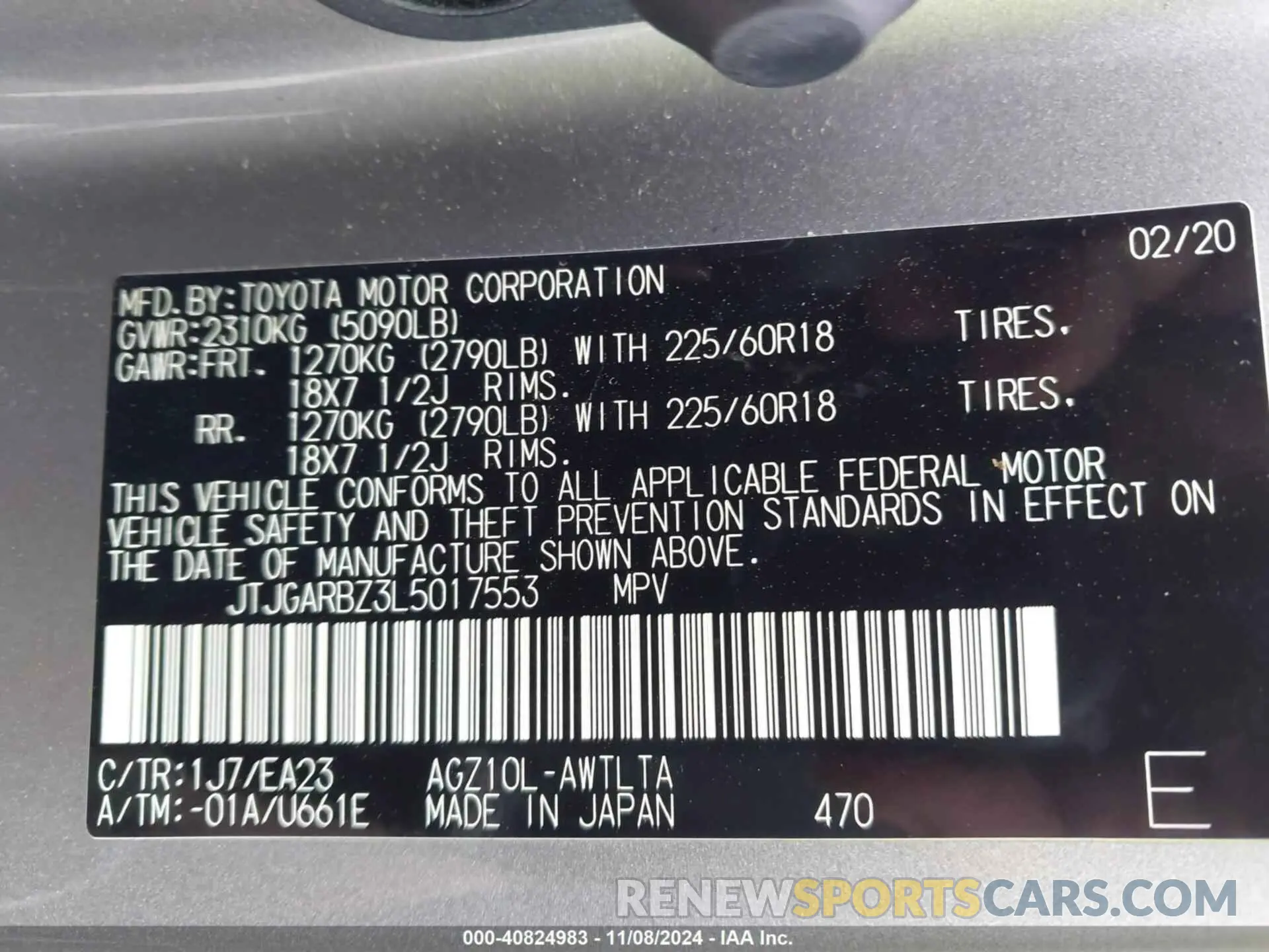 9 Photograph of a damaged car JTJGARBZ3L5017553 LEXUS NX 300 2020