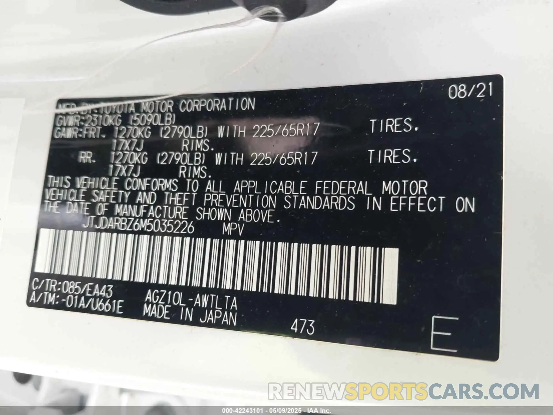 9 Photograph of a damaged car JTJDARBZ6M5035226 LEXUS NX 300 2021