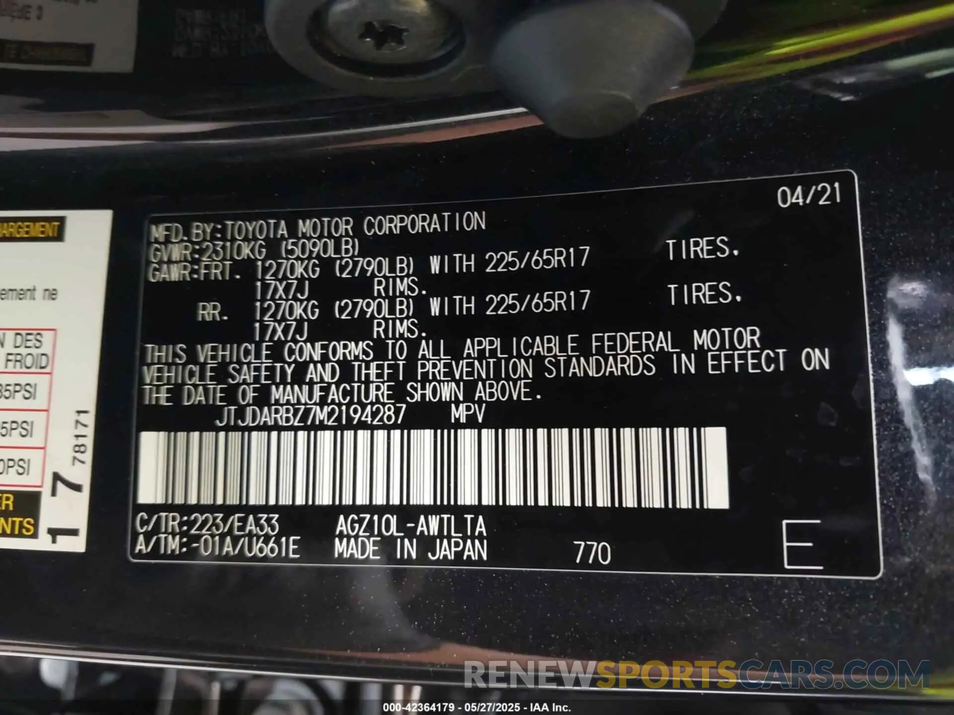 9 Photograph of a damaged car JTJDARBZ7M2194287 LEXUS NX 300 2021