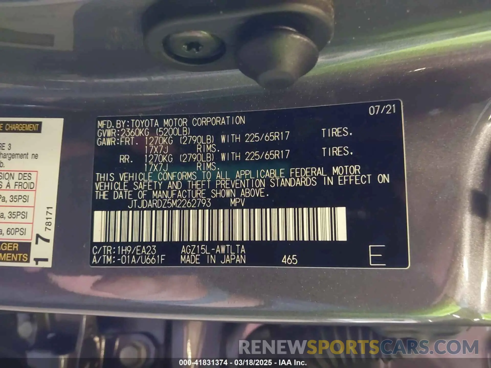 9 Photograph of a damaged car JTJDARDZ5M2262793 LEXUS NX 300 2021
