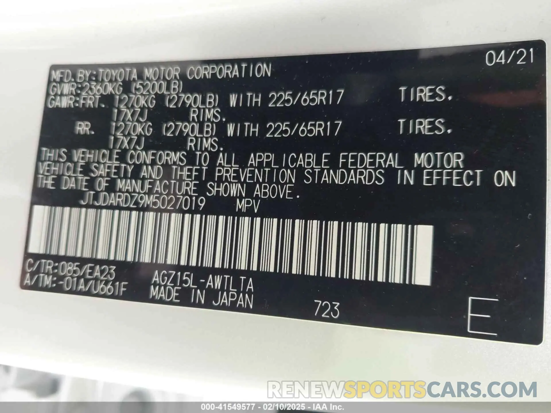 9 Photograph of a damaged car JTJDARDZ9M5027019 LEXUS NX 300 2021