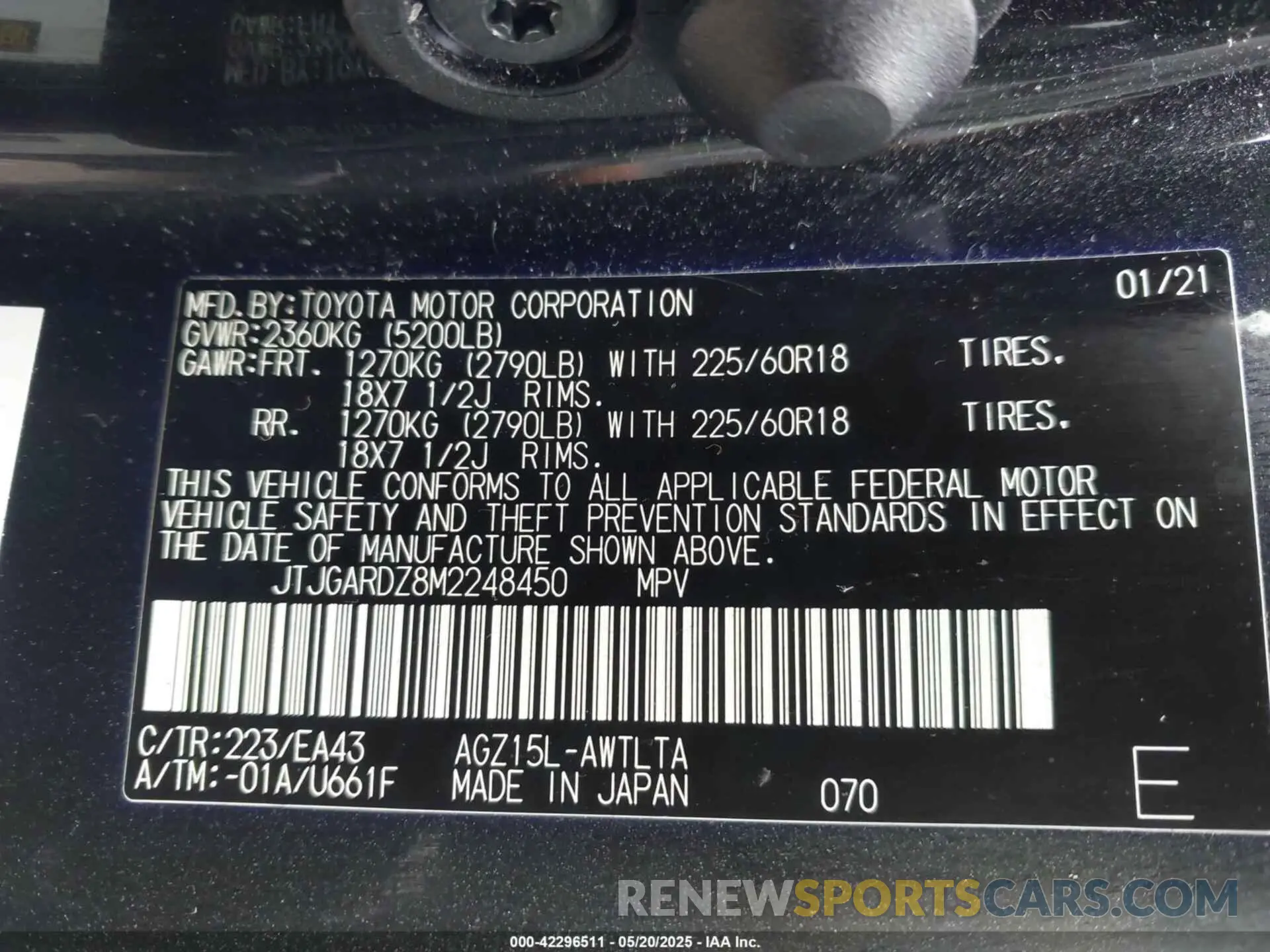 9 Photograph of a damaged car JTJGARDZ8M2248450 LEXUS NX 300 2021