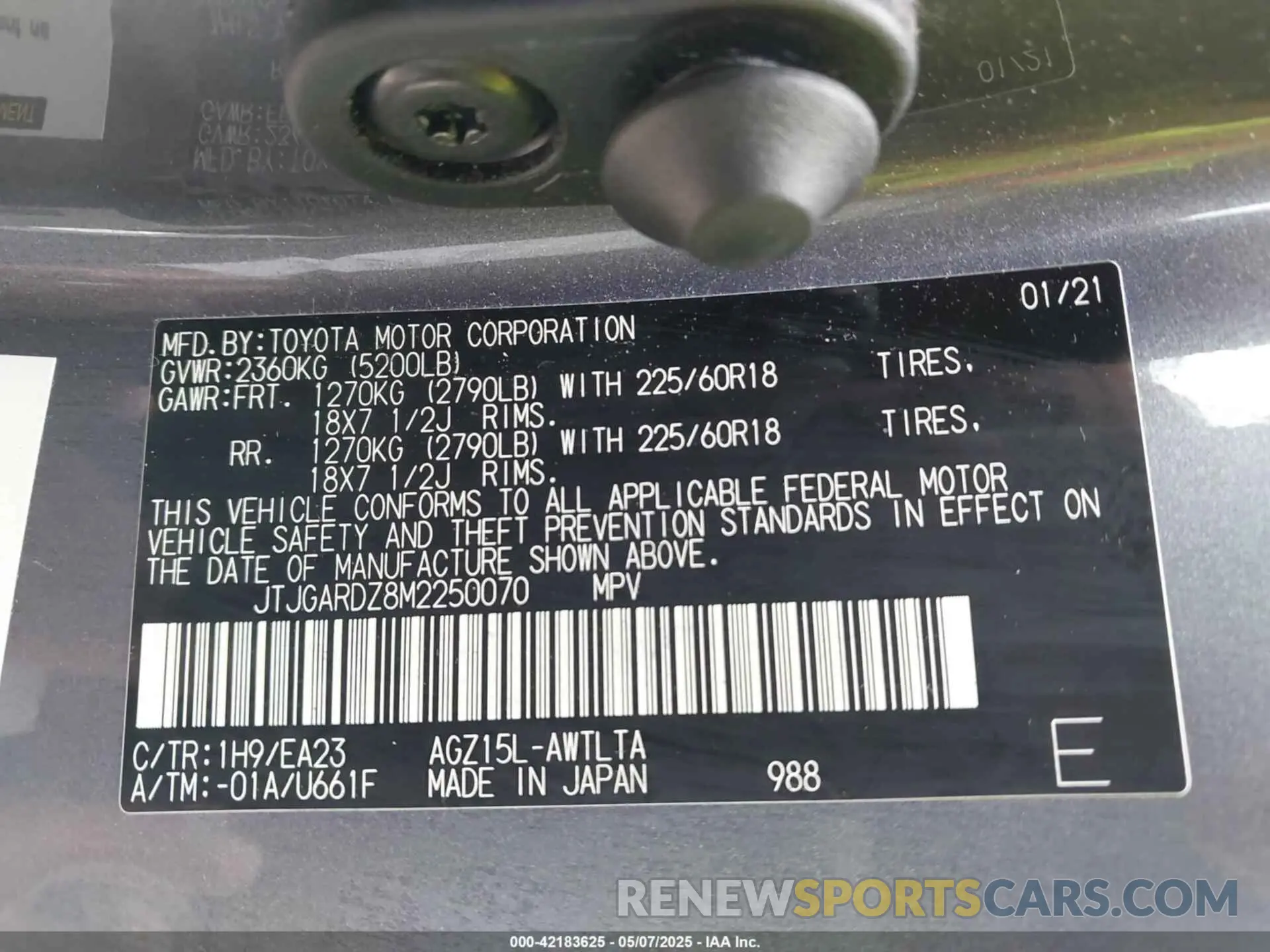 9 Photograph of a damaged car JTJGARDZ8M2250070 LEXUS NX 300 2021