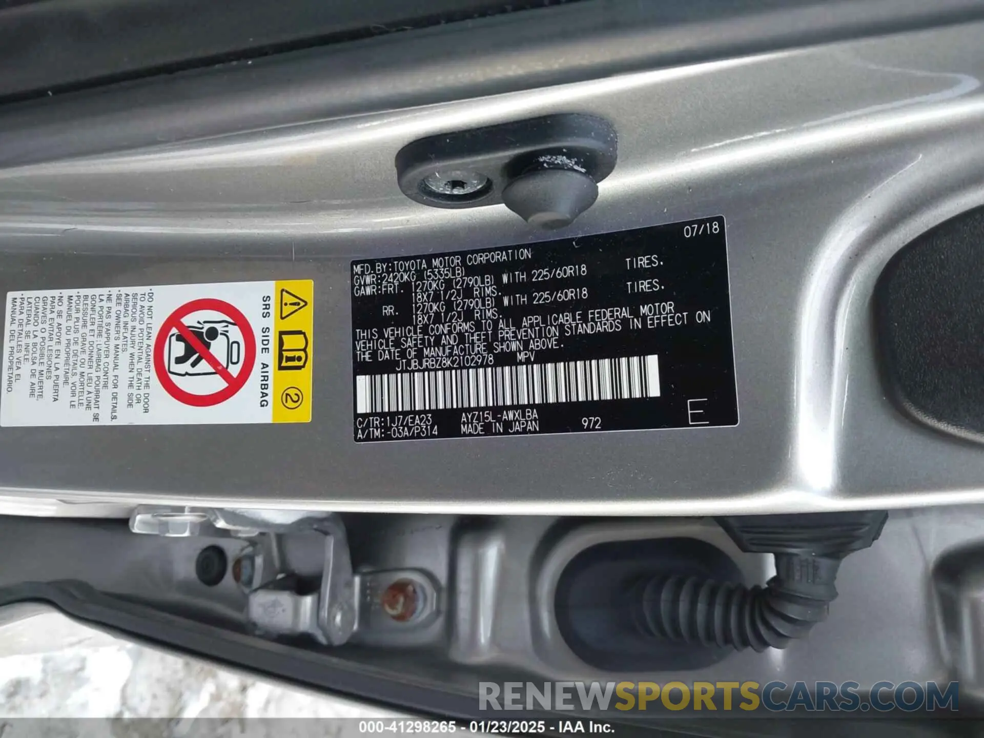 9 Photograph of a damaged car JTJBJRBZ8K2102978 LEXUS NX 300H 2019