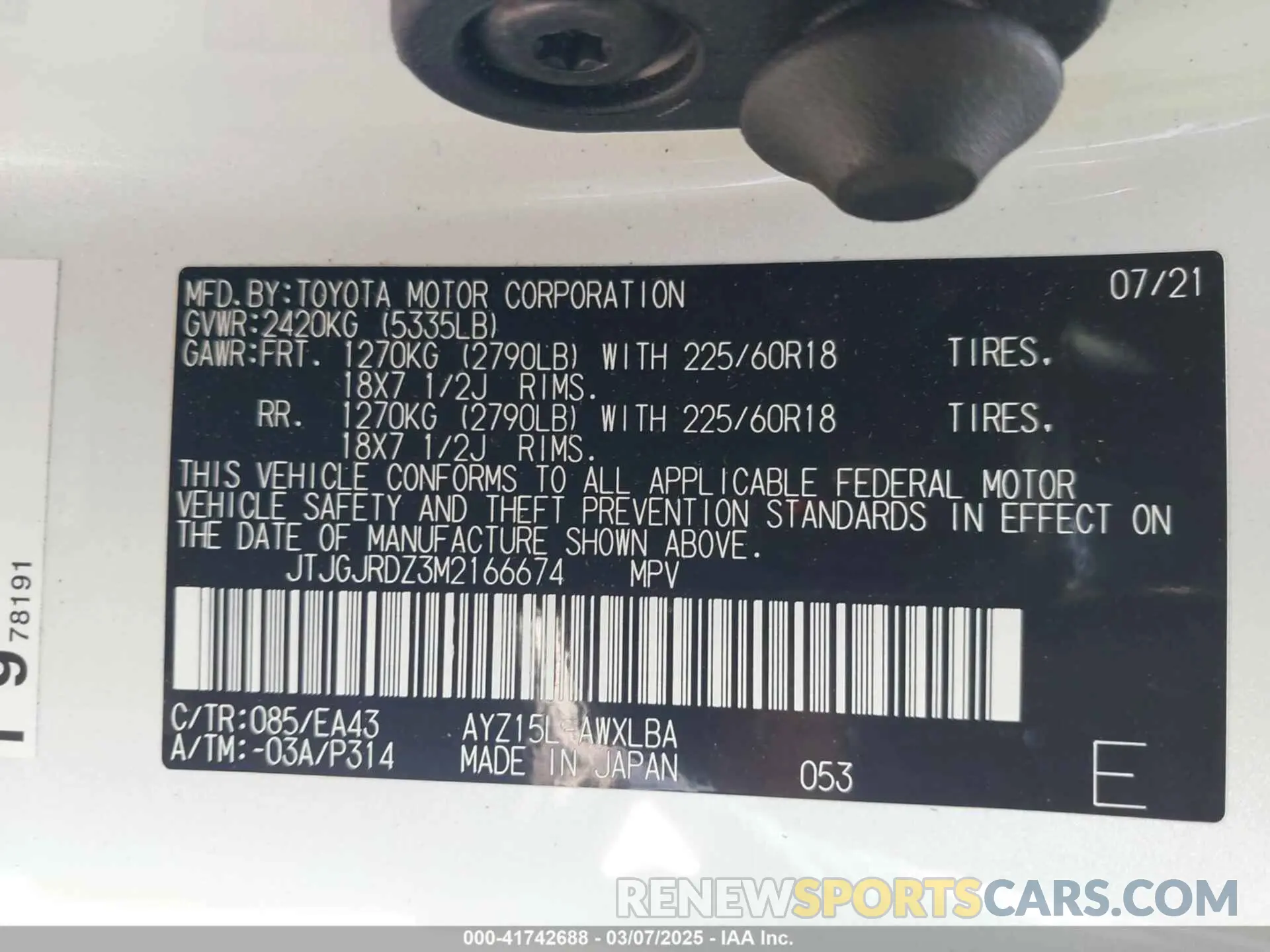 9 Photograph of a damaged car JTJGJRDZ3M2166674 LEXUS NX 300H 2021