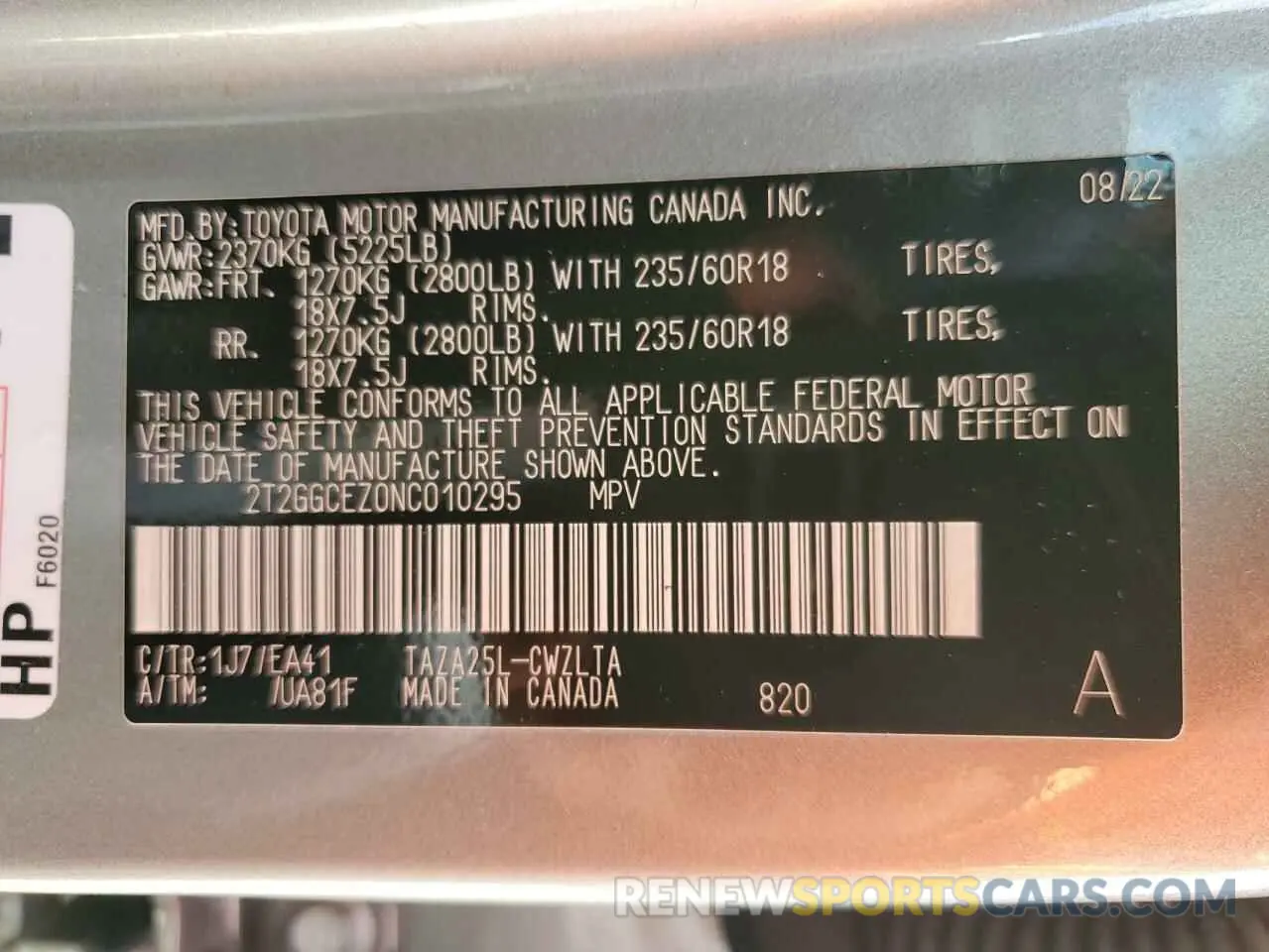 14 Photograph of a damaged car 2T2GGCEZ0NC010295 LEXUS NX 350 2022