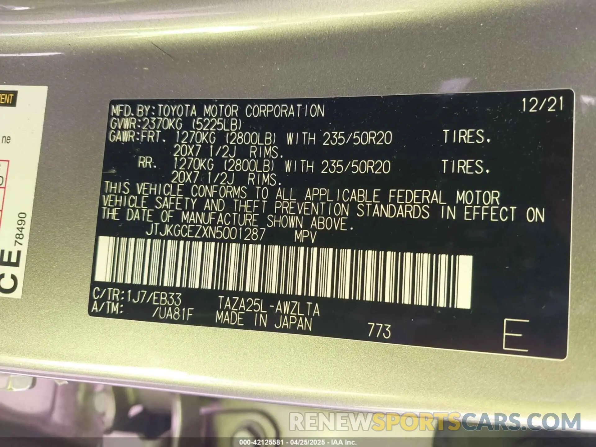 9 Photograph of a damaged car JTJKGCEZXN5001287 LEXUS NX 350 2022