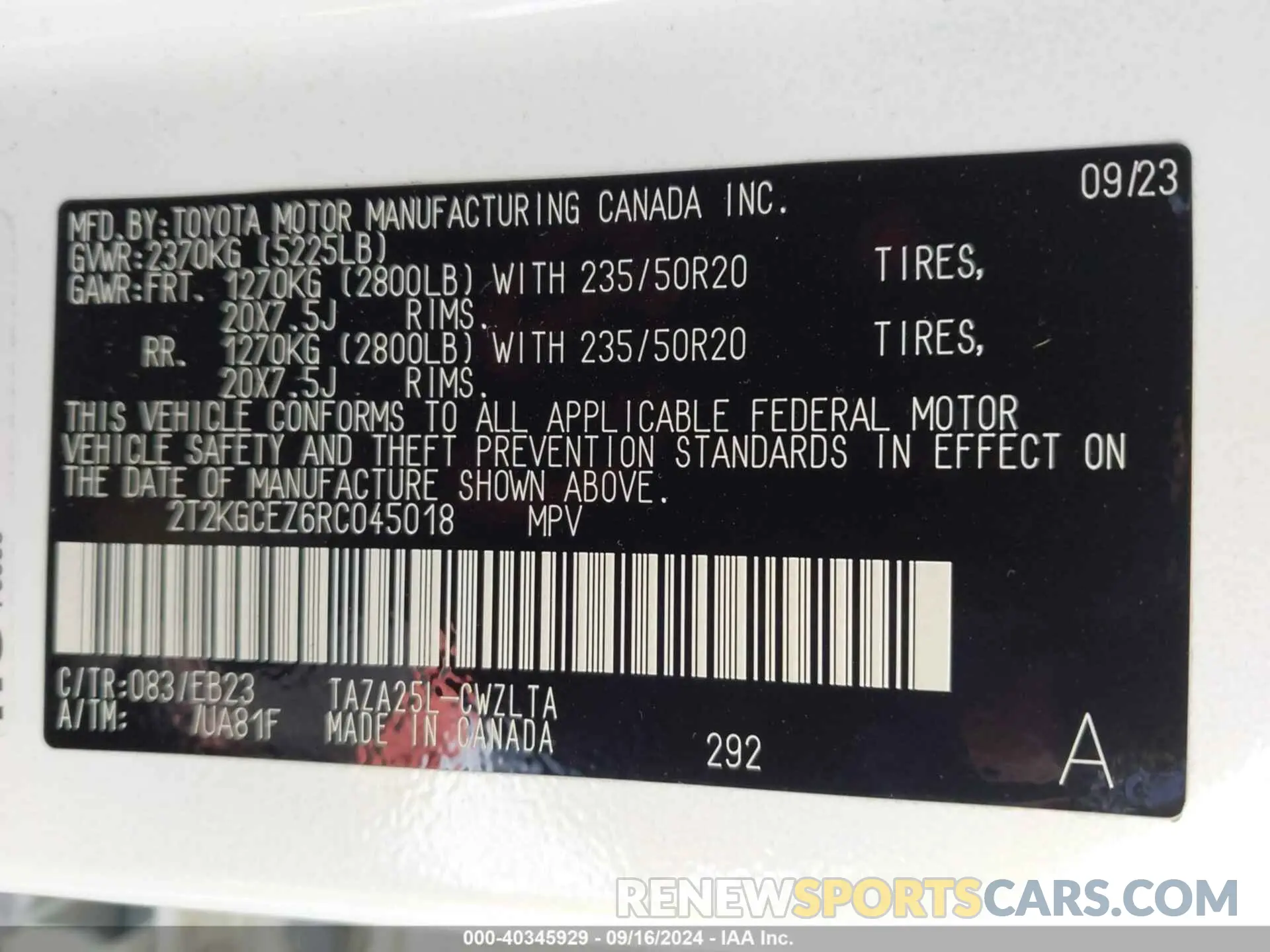 9 Photograph of a damaged car 2T2KGCEZ6RC045018 LEXUS NX 350 2024