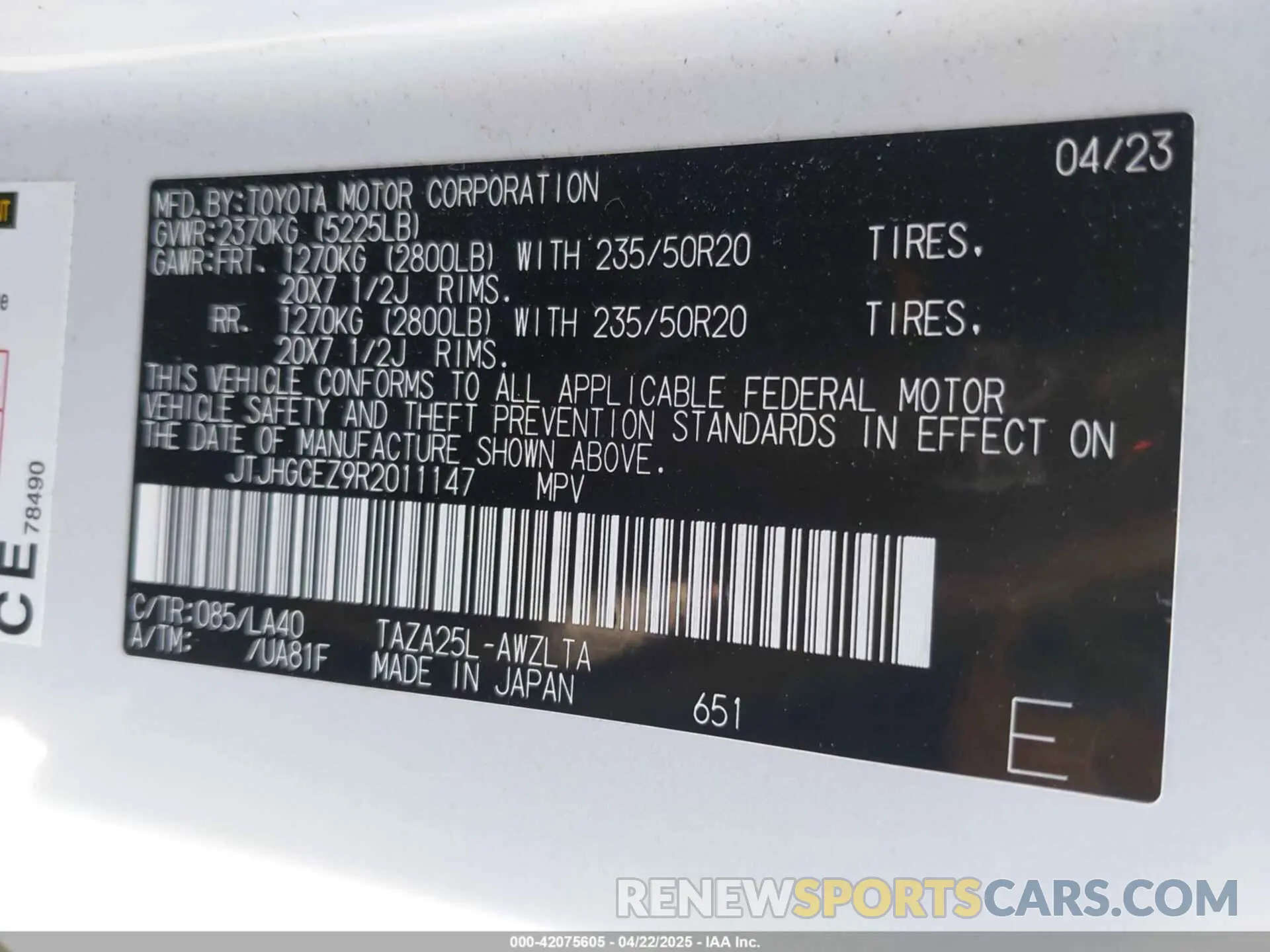 9 Photograph of a damaged car JTJHGCEZ9R2011147 LEXUS NX 350 2024