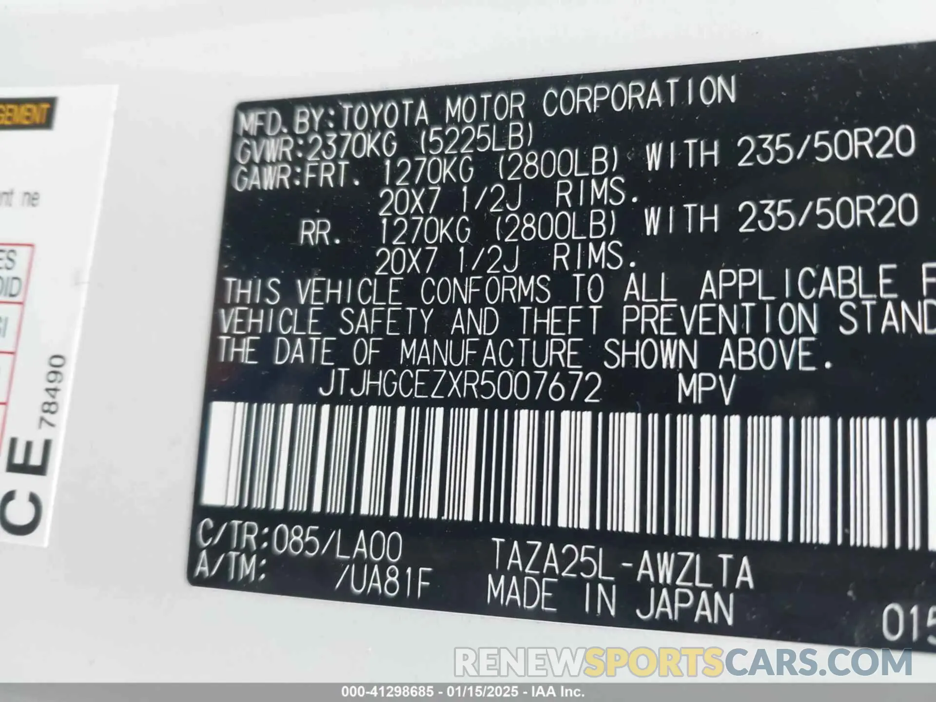 9 Photograph of a damaged car JTJHGCEZXR5007672 LEXUS NX 350 2024