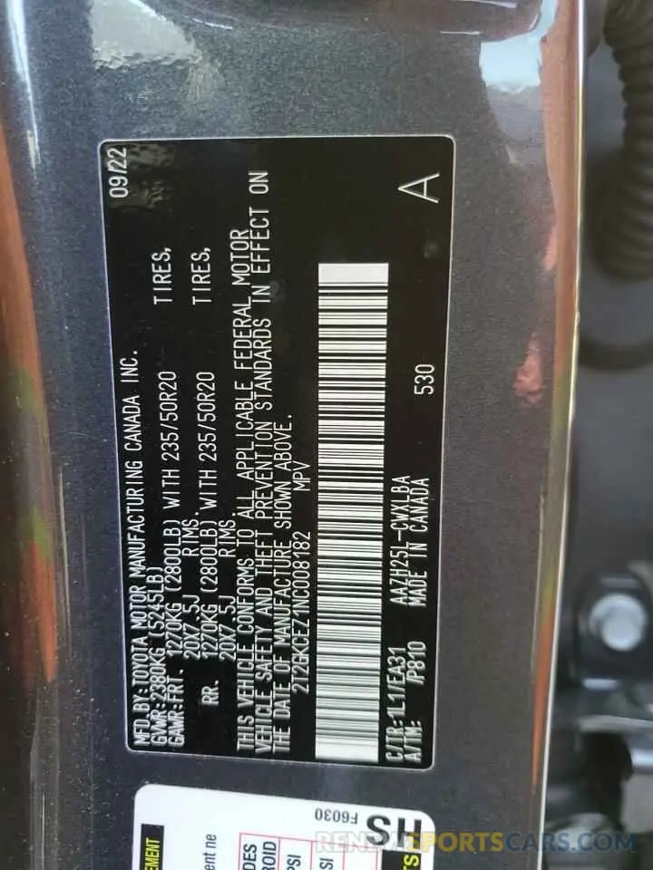 13 Photograph of a damaged car 2T2GKCEZ1NC008182 LEXUS NX 350H 2022