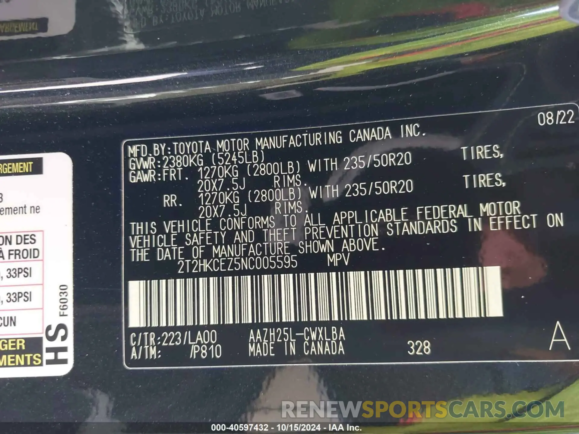 9 Photograph of a damaged car 2T2HKCEZ5NC005595 LEXUS NX 350H 2022