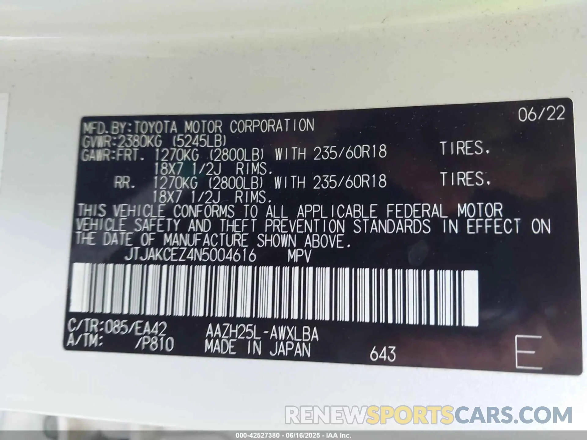9 Photograph of a damaged car JTJAKCEZ4N5004616 LEXUS NX 350H 2022