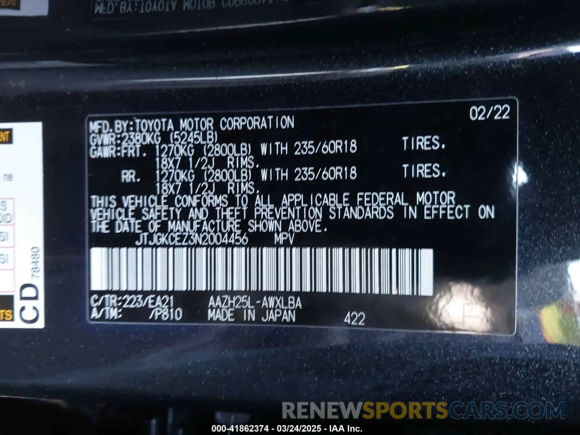 9 Photograph of a damaged car JTJGKCEZ3N2004456 LEXUS NX 350H 2022