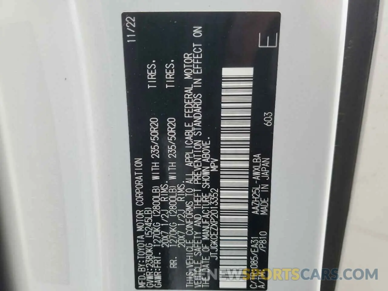 13 Photograph of a damaged car JTJGKCEZXP2013352 LEXUS NX 350H 2023