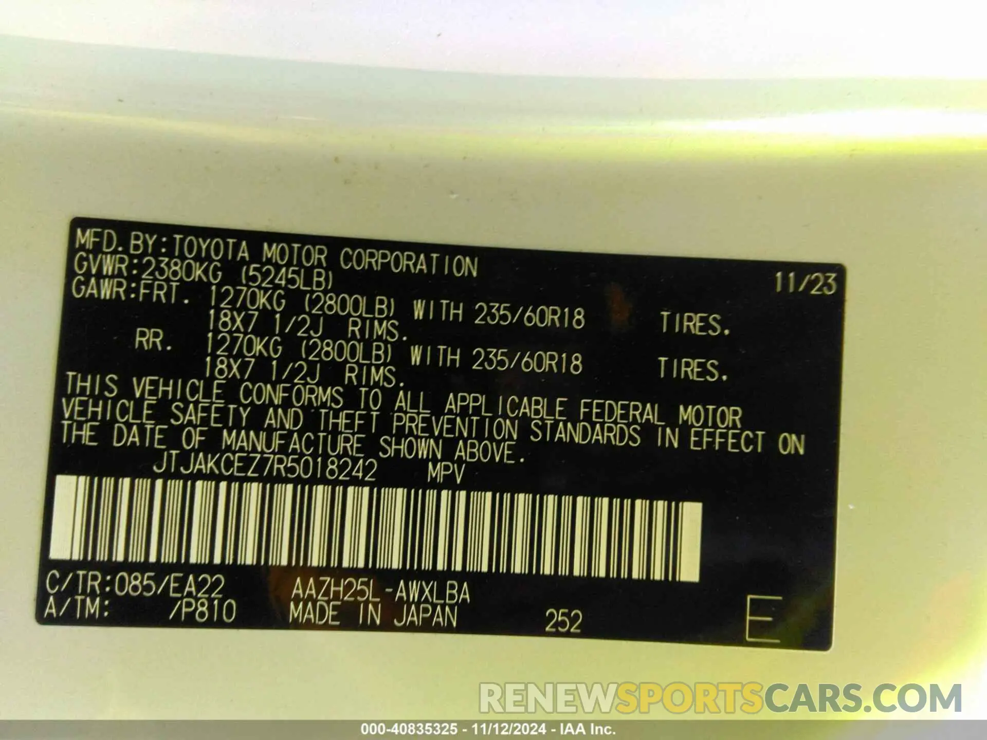 9 Photograph of a damaged car JTJAKCEZ7R5018242 LEXUS NX 350H 2024